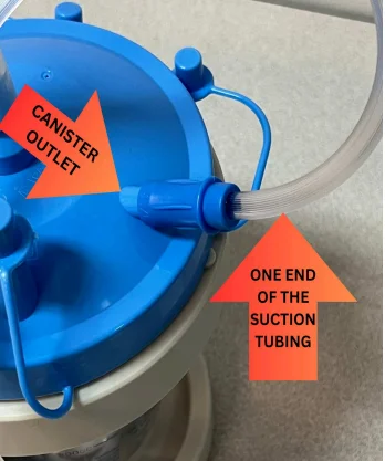 Connecting suction tubing to the canister outlet
